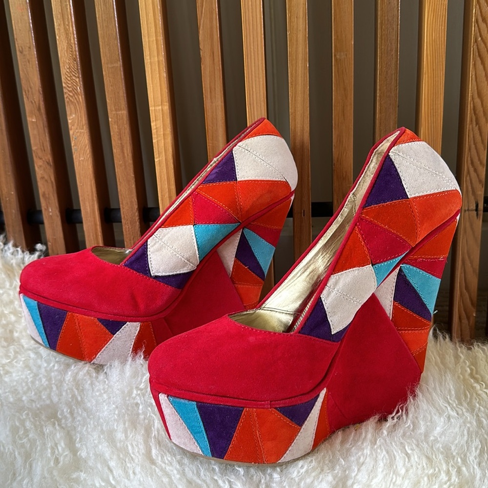 Funky Multi-Color Wedge Platform Sz.10 - image 2
